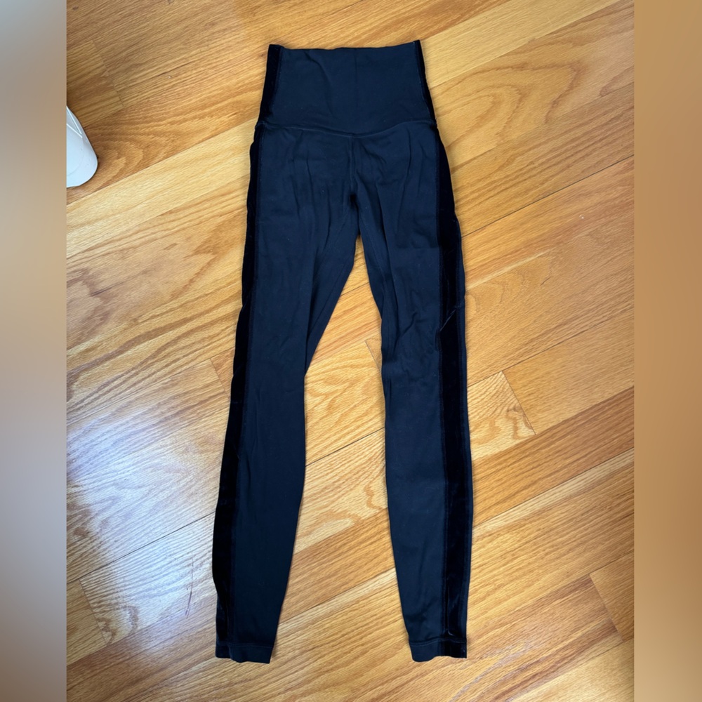Lululemon Black Leggings Trimmed in Velvet